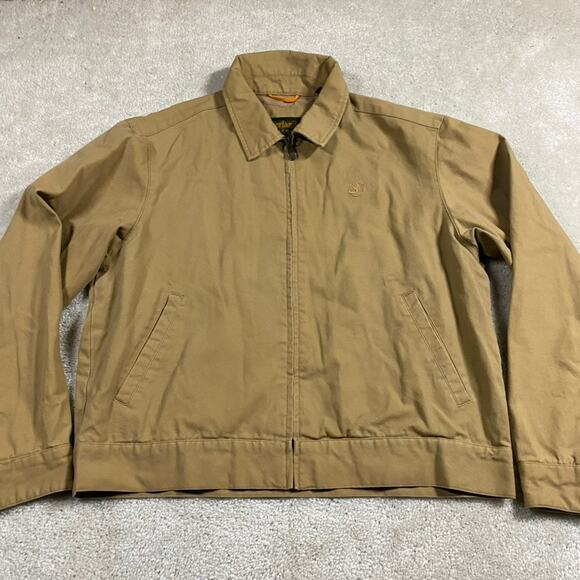 Timberland Canvas Jacket Mens XL Tan Workwear Utility Outdoor Grunge Full Zip - Picture 1 of 8